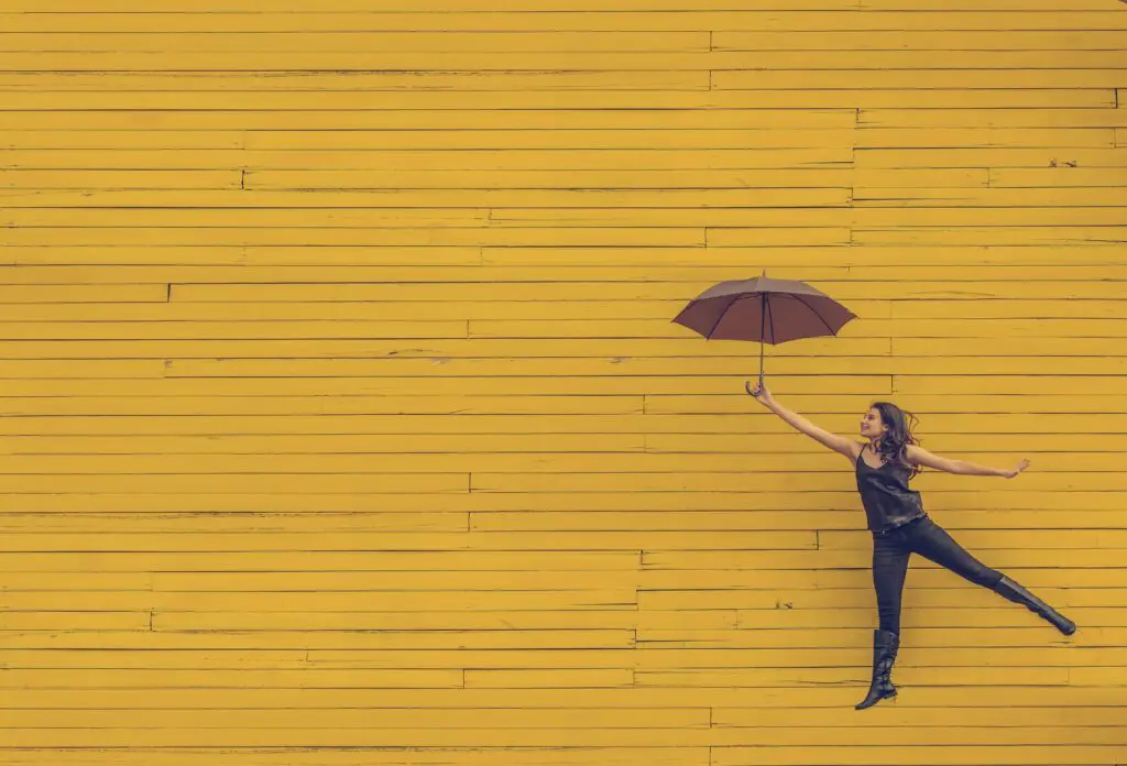 woman holding brown umbrella dream