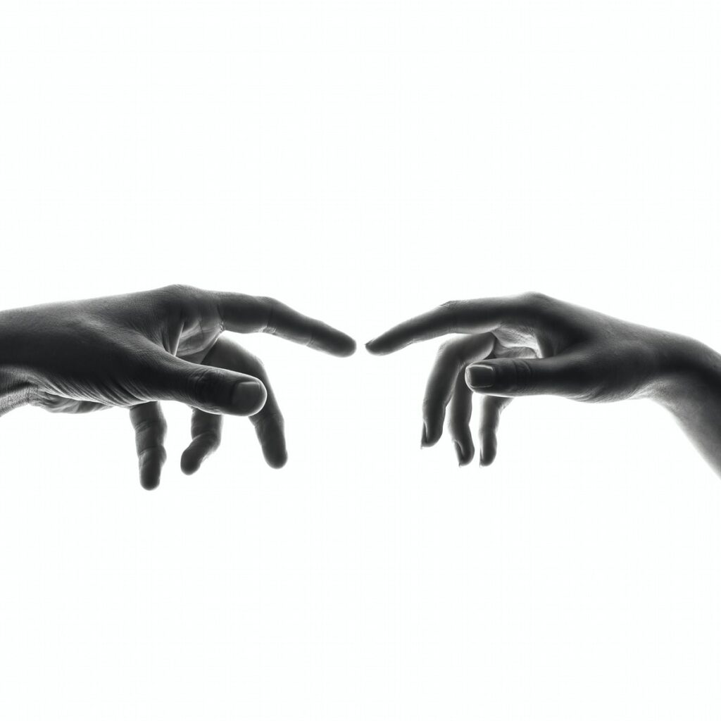 two person's connecting fingers hand dream